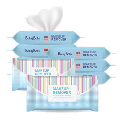 खुशबू रहित मेकअप रिमूवर क्लींजिंग वाइप डिस्पोजेबल वेट वाइप्स सभी प्रकार की त्वचा के लिए कोमल